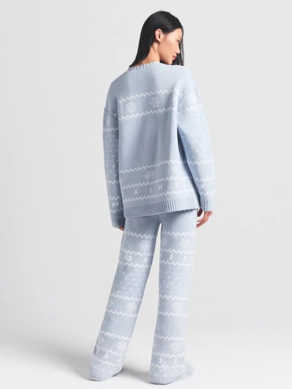SKIMS NWT FAIR ISLE ZEN BLUE HEART COZY PANT Sz NWT - Picture 3 of 7